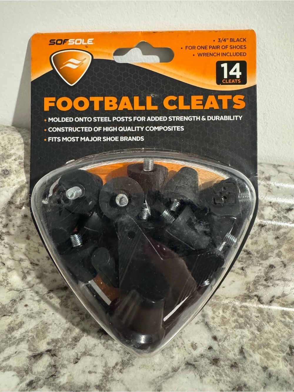 New SofSole Football Cleats 3/4" for 1 pair of Shoes (14 cleats)  Replacement